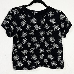 Love Peace And Lazy Days Glow in the‎ Dark Spiderweb Crop Top Size Medium
